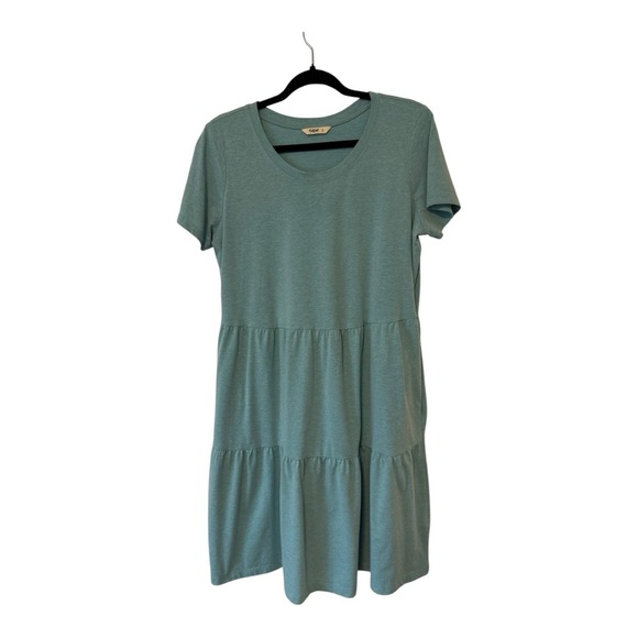 FarWest Short-Sleeve Crewneck Tiered Dress With Pockets - Size Large - Picture 1 of 11